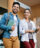 Two college students walking to class