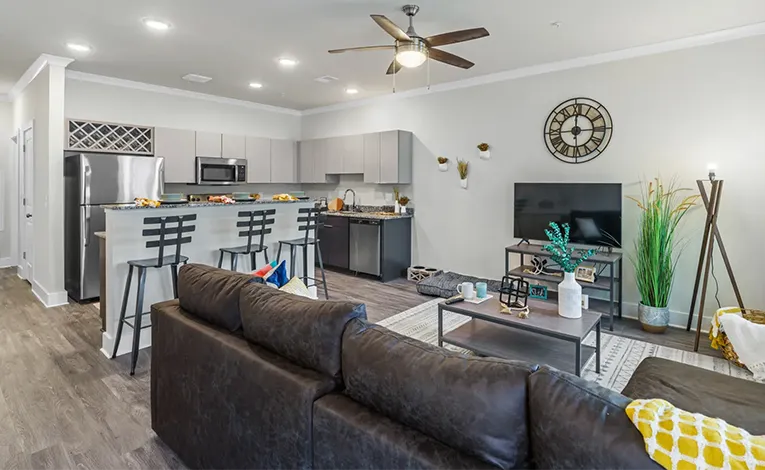 Furnished apartment featuring an open floorplan