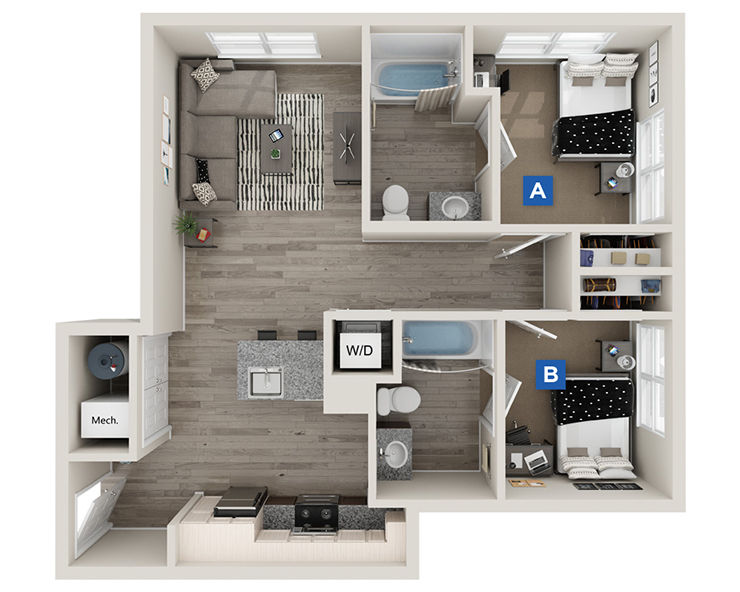 Birch - 2x2 Floor plan