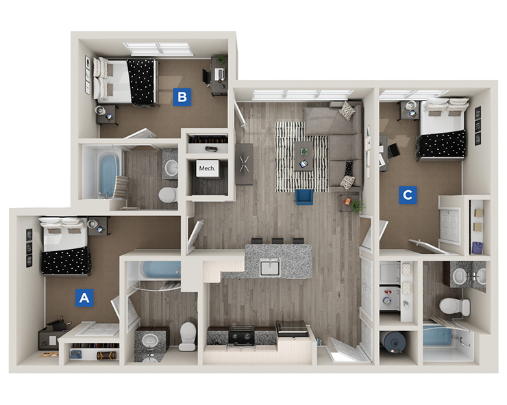Cypress - 3x3 Floor plan