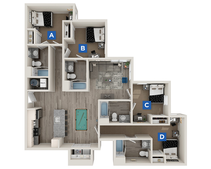 Dove D2 - 4x4 Floor plan
